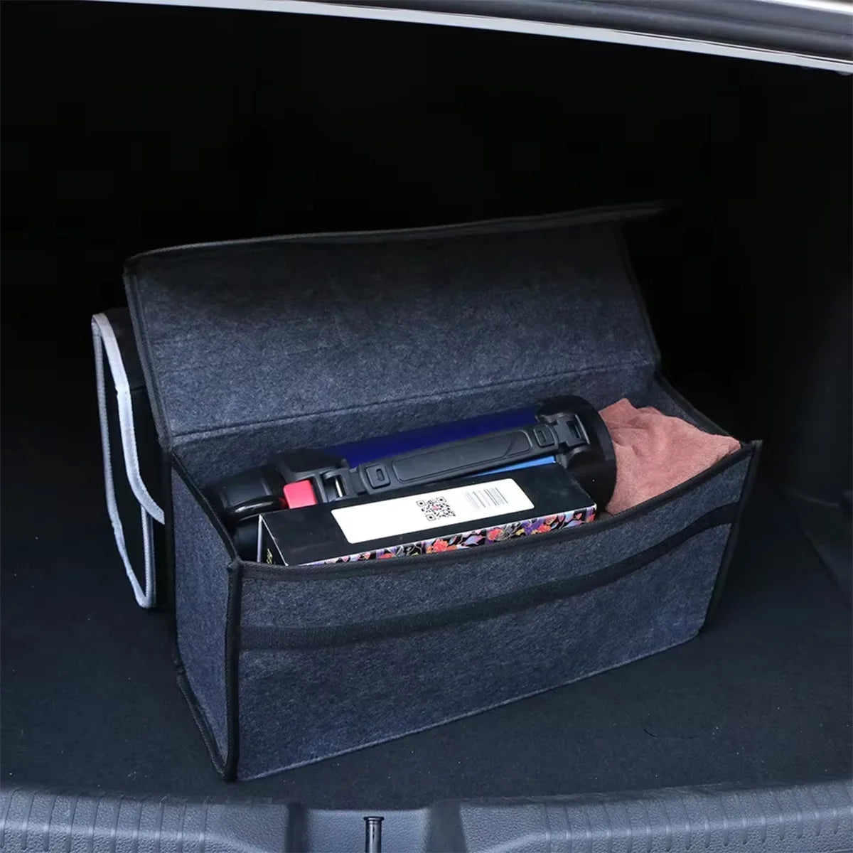 Dark Gray Car Felt Storage Box Organizer Trunk Cargo Bag Foldable