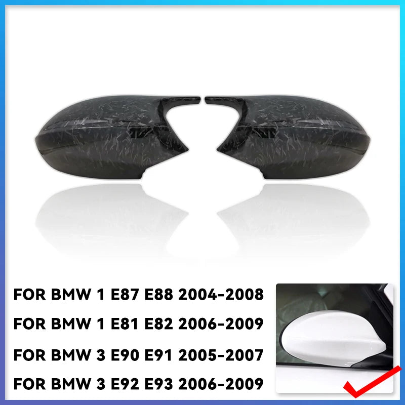 M3 Style Carbon Fiber Look Mirror Cover Caps for BMW 1 Series & 3 Series