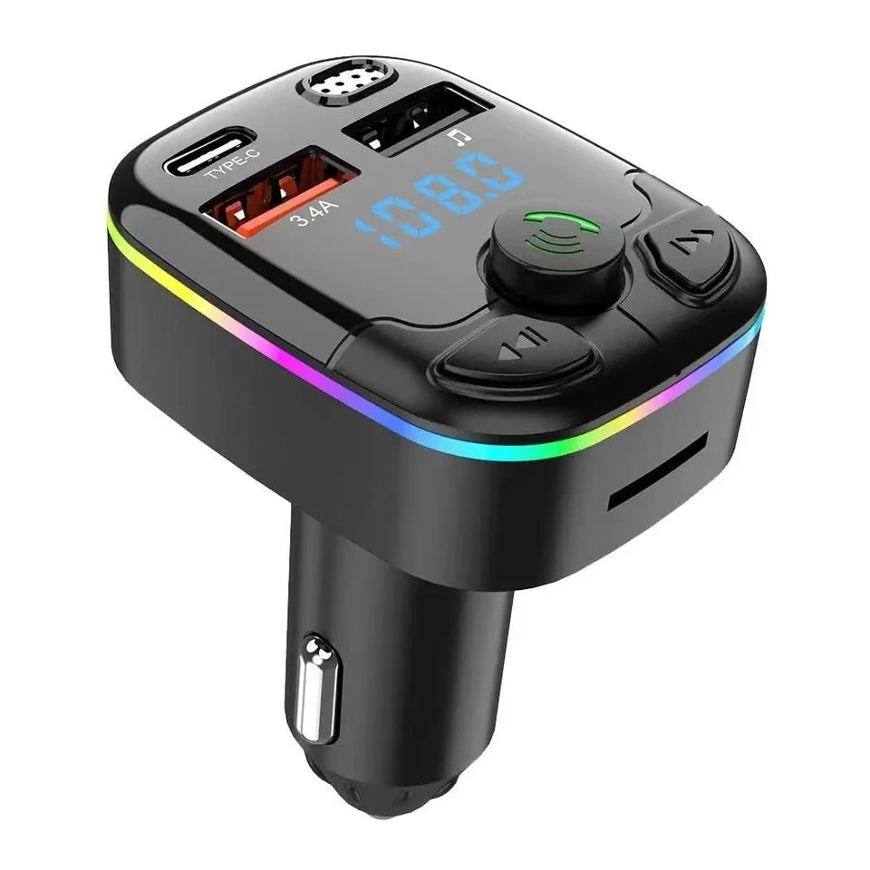 Bluetooth 5.0 FM Transmitter Car Charger PD Type-C Dual USB Handsfree MP3