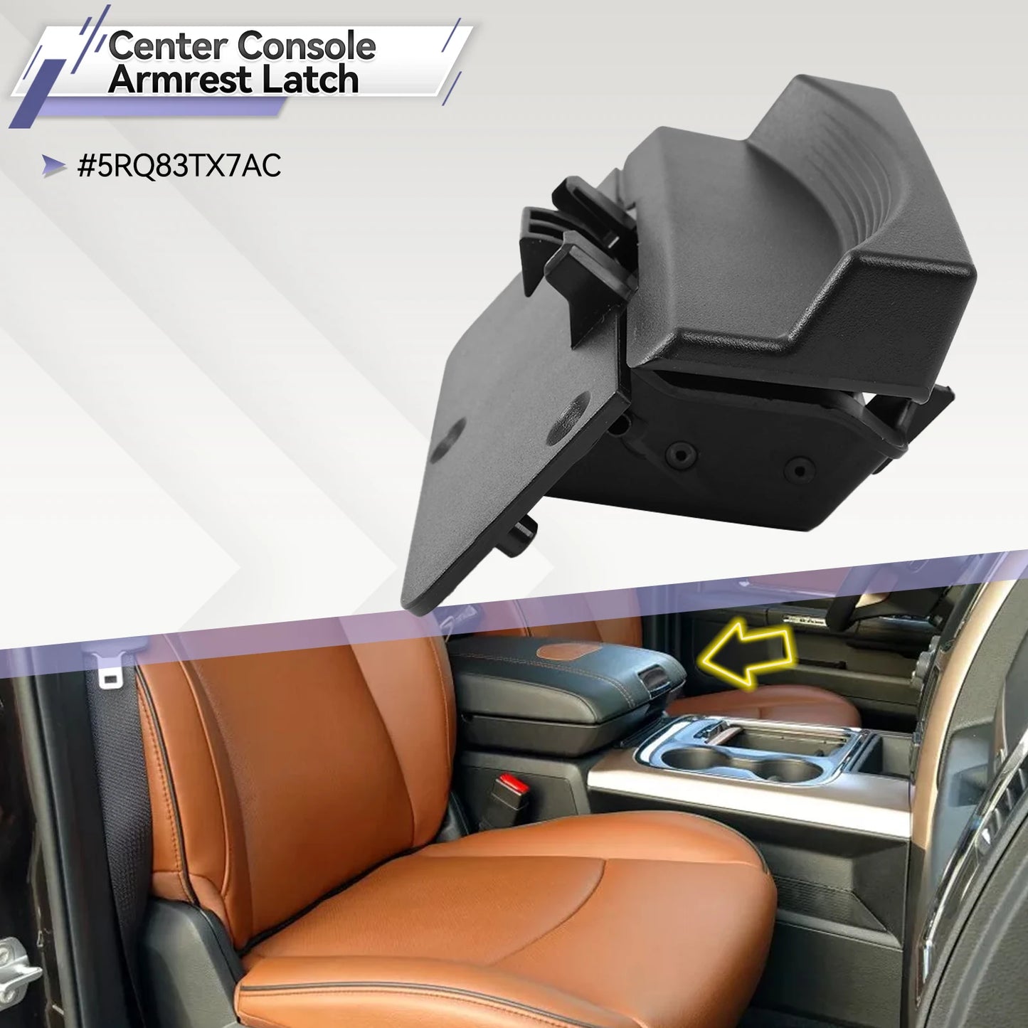 Center Console Armrest Latch Lock Knob for Dodge Ram 1500 2500 2013–2018