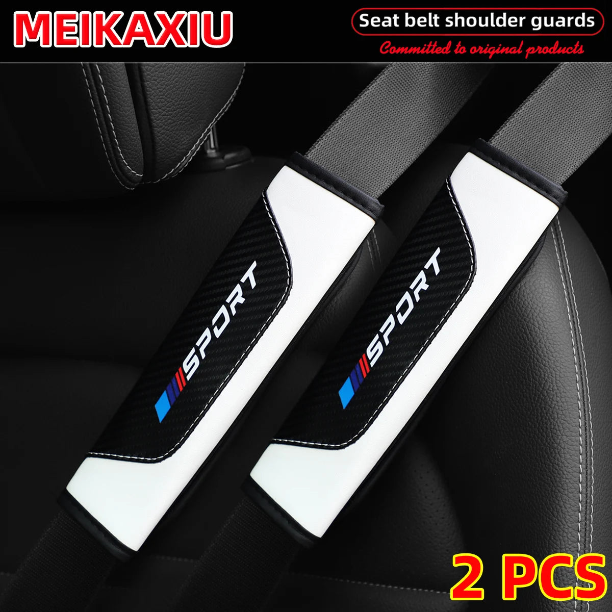 SPORT PU Leather Carbon Fiber Seat Belt Shoulder Pads Universal Safety Belt Covers