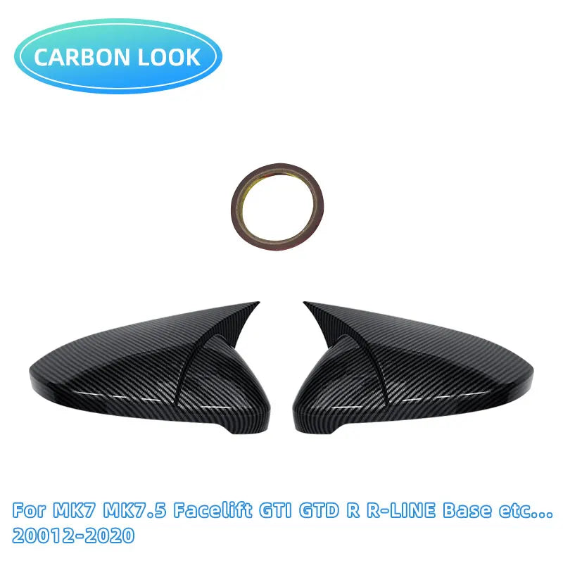 Gloss Black Side Mirror Cover Caps for VW Golf MK6 MK7 MK7.5 GTI R 2009–2020