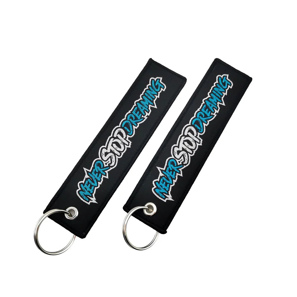 JDM Culture Embroidered Keychain Tag Pendant Car Motorcycle Key Ring Holder