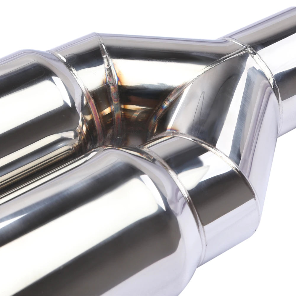 Universal 63mm Inlet to 76mm Dual Outlet Stainless Steel Exhaust Tailpipe Muffler Tip