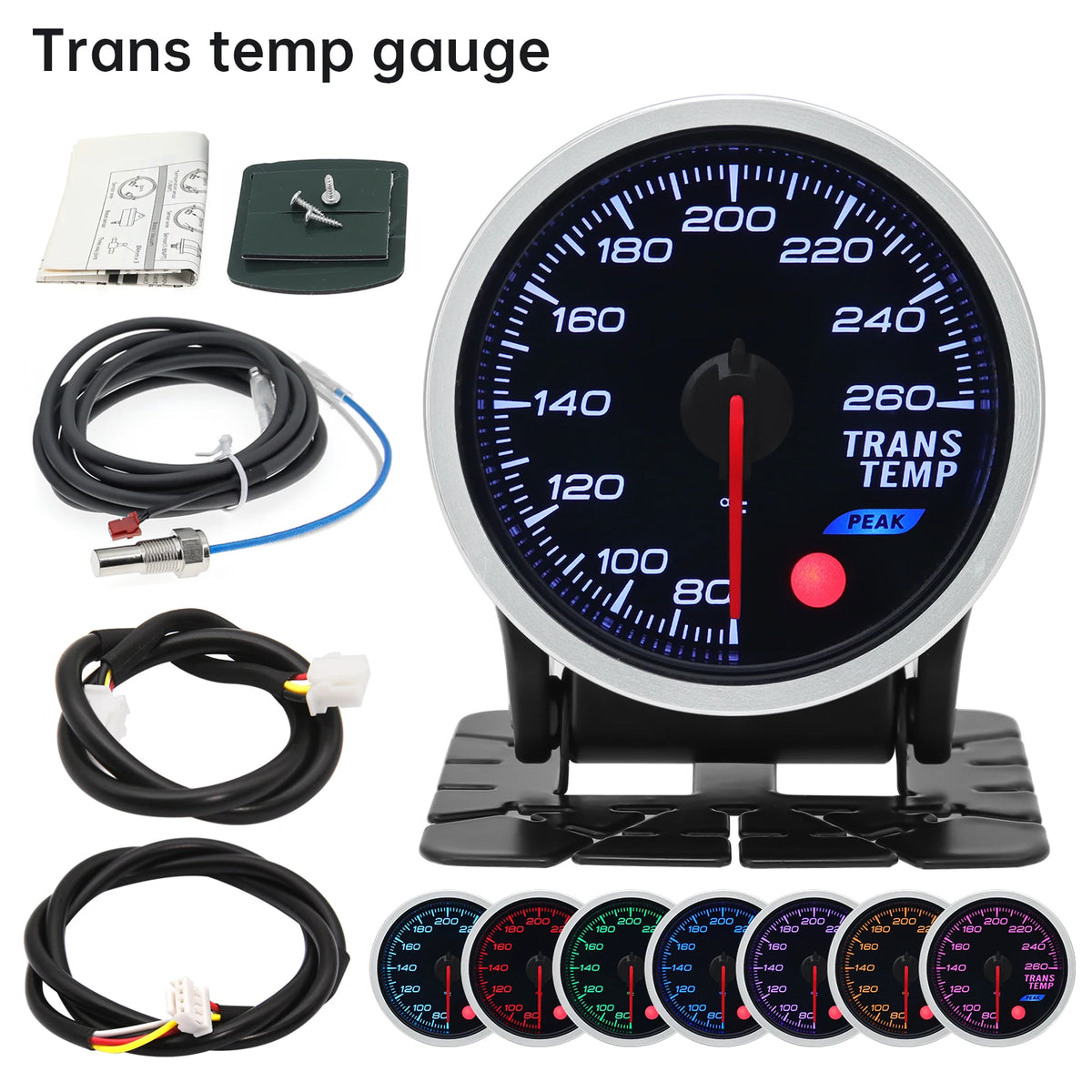 52mm 12V 8 Color Car Gauge Water Oil Temp Pressure EGT Boost Tachometer Meter