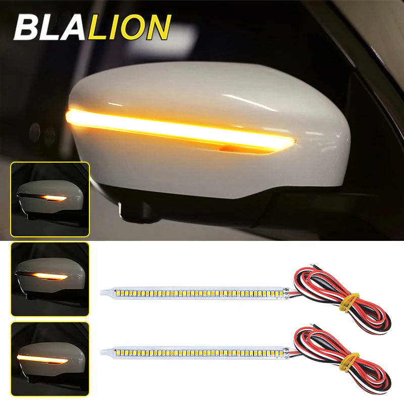 SEAMETAL 12V LED Car Mirror Turn Signal Strip Flowing Light Daytime Running