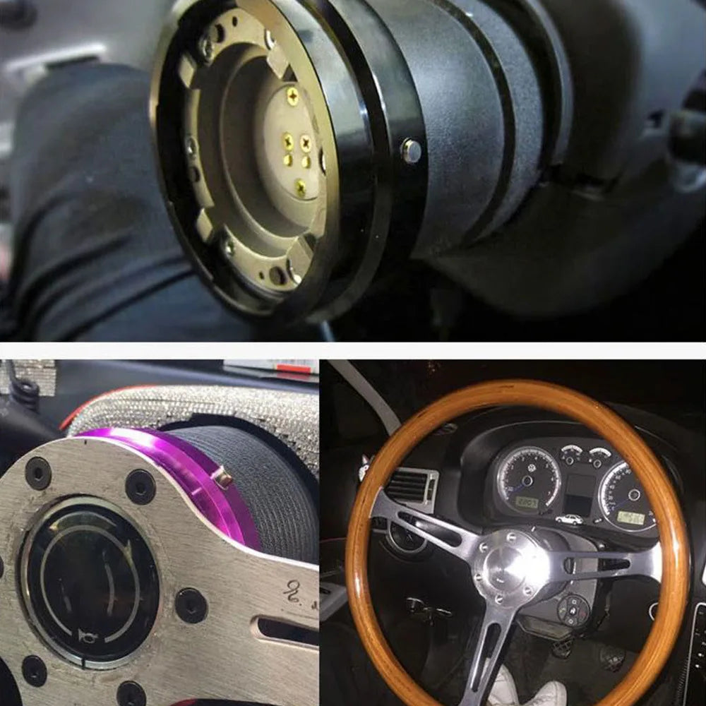 Red 1 Inch Thin 6-Hole Steering Wheel Quick Release Hub Adapter Kit JDM