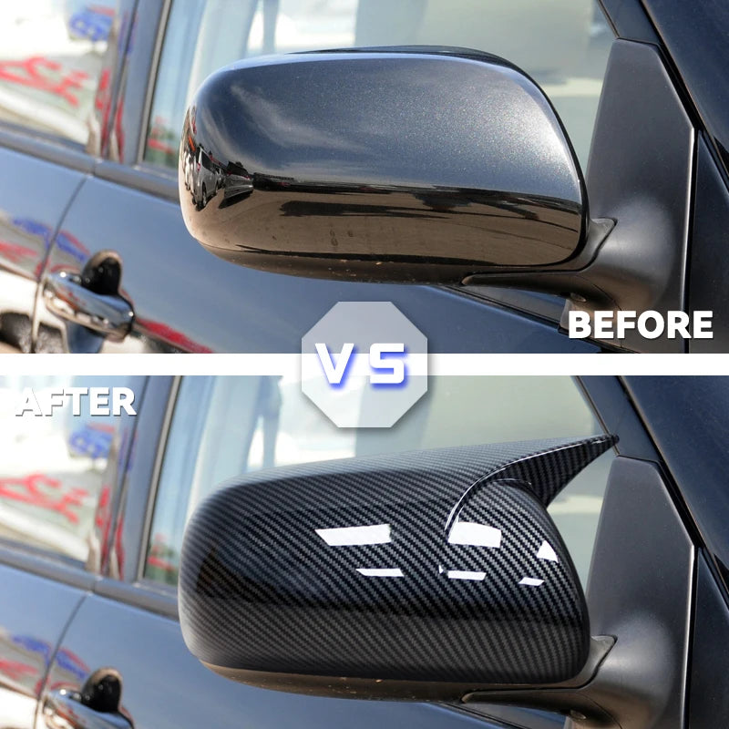 Carbon Fiber Look / Gloss Black Side Mirror Cover Caps for Toyota Corolla 2007–2013