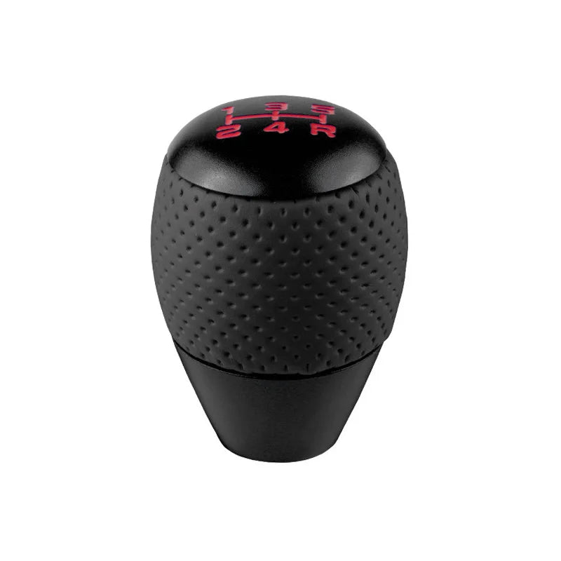 Universal Racing 5 Speed Leather Aluminum Gear Shift Knob Manual Automatic Car