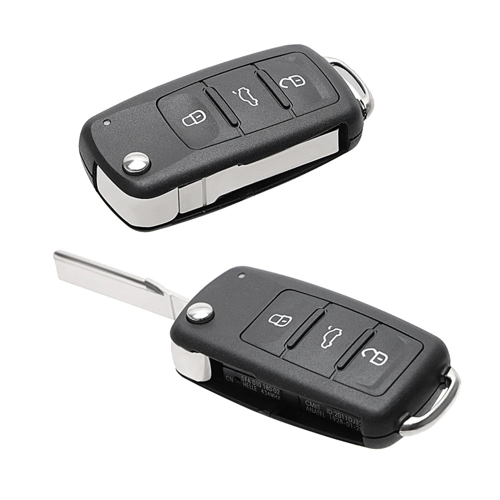 3-Button Flip Car Key Shell Replacement for Volkswagen VW Golf Jetta Polo