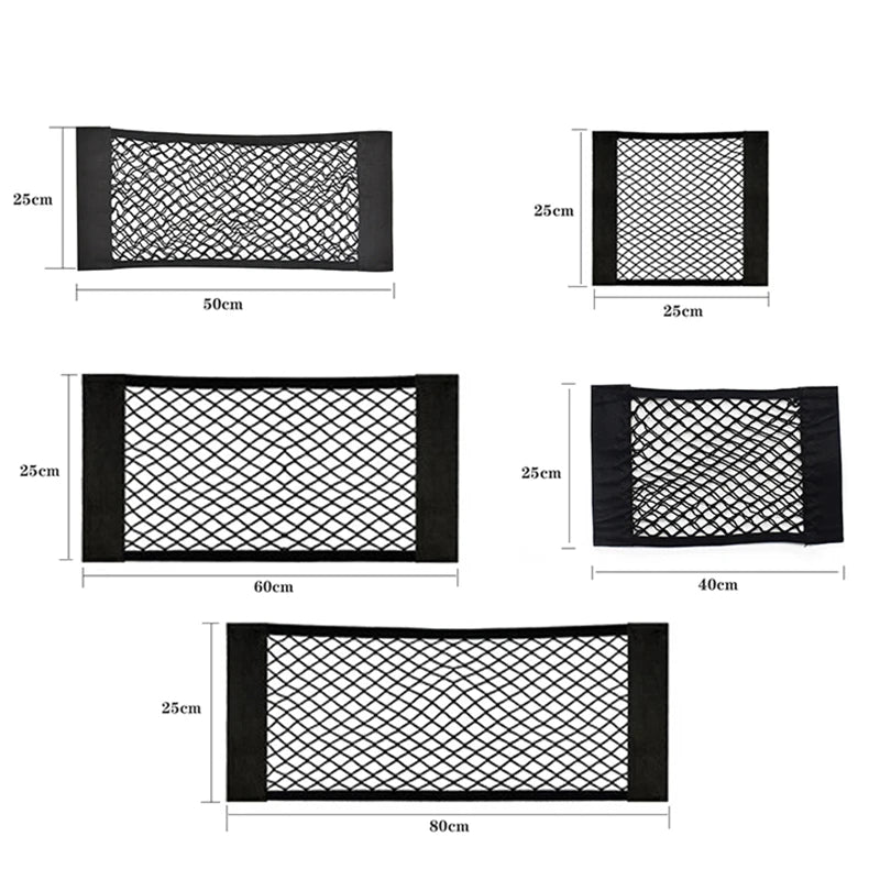 Universal Car Seat Back Organizer Mesh Net Pocket Elastic Trunk Storage Bag