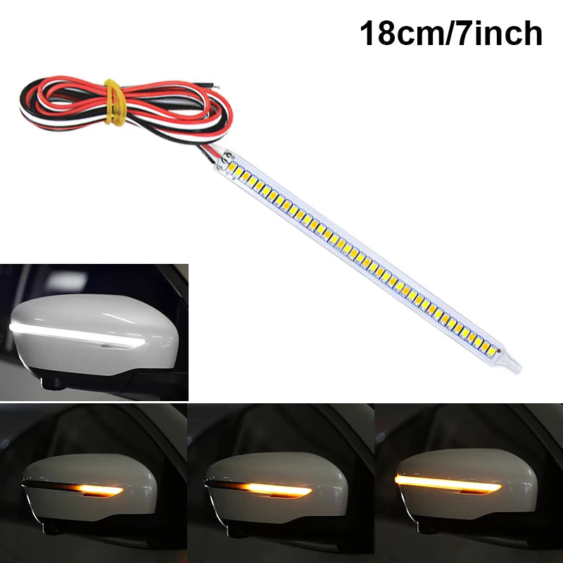 SEAMETAL 12V LED Car Mirror Turn Signal Strip Flowing Light Daytime Running