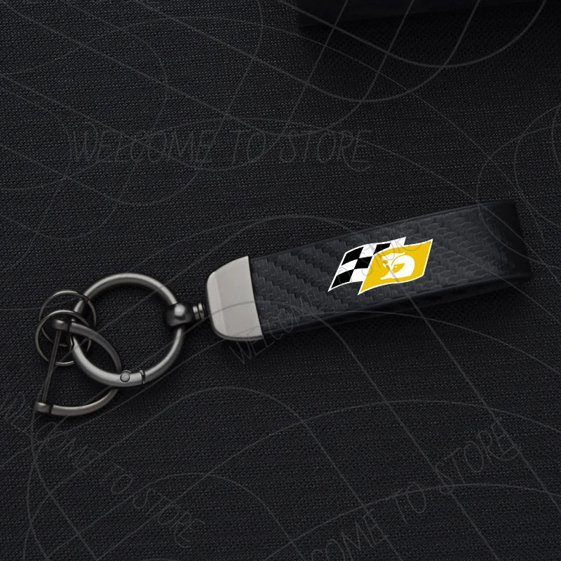HSV Racing Logo Keychain PU Leather Carbon Fiber Zinc Alloy Keyring