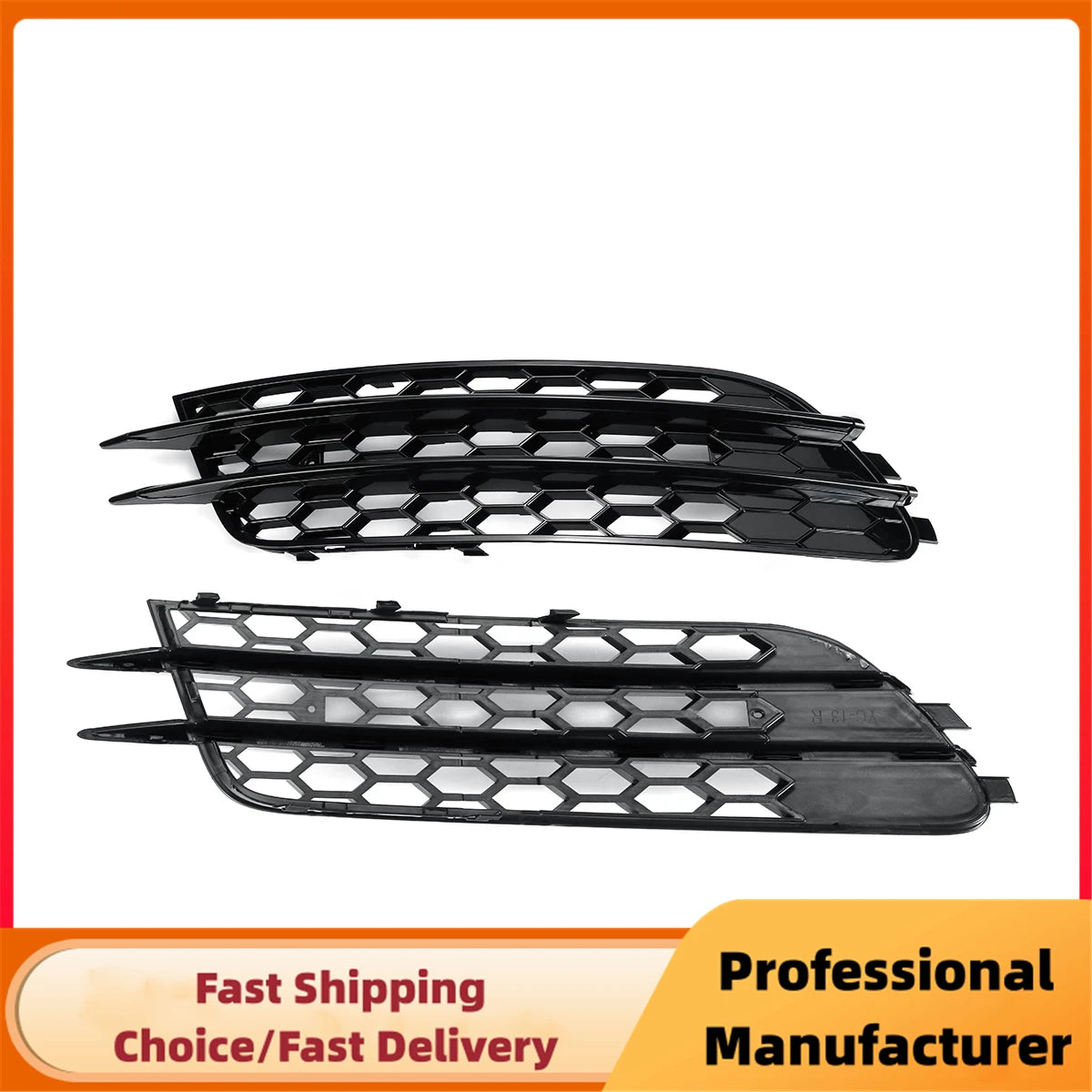 Gloss Black Honeycomb Fog Light Grille for Audi A6 C7 Sedan 2012–2015