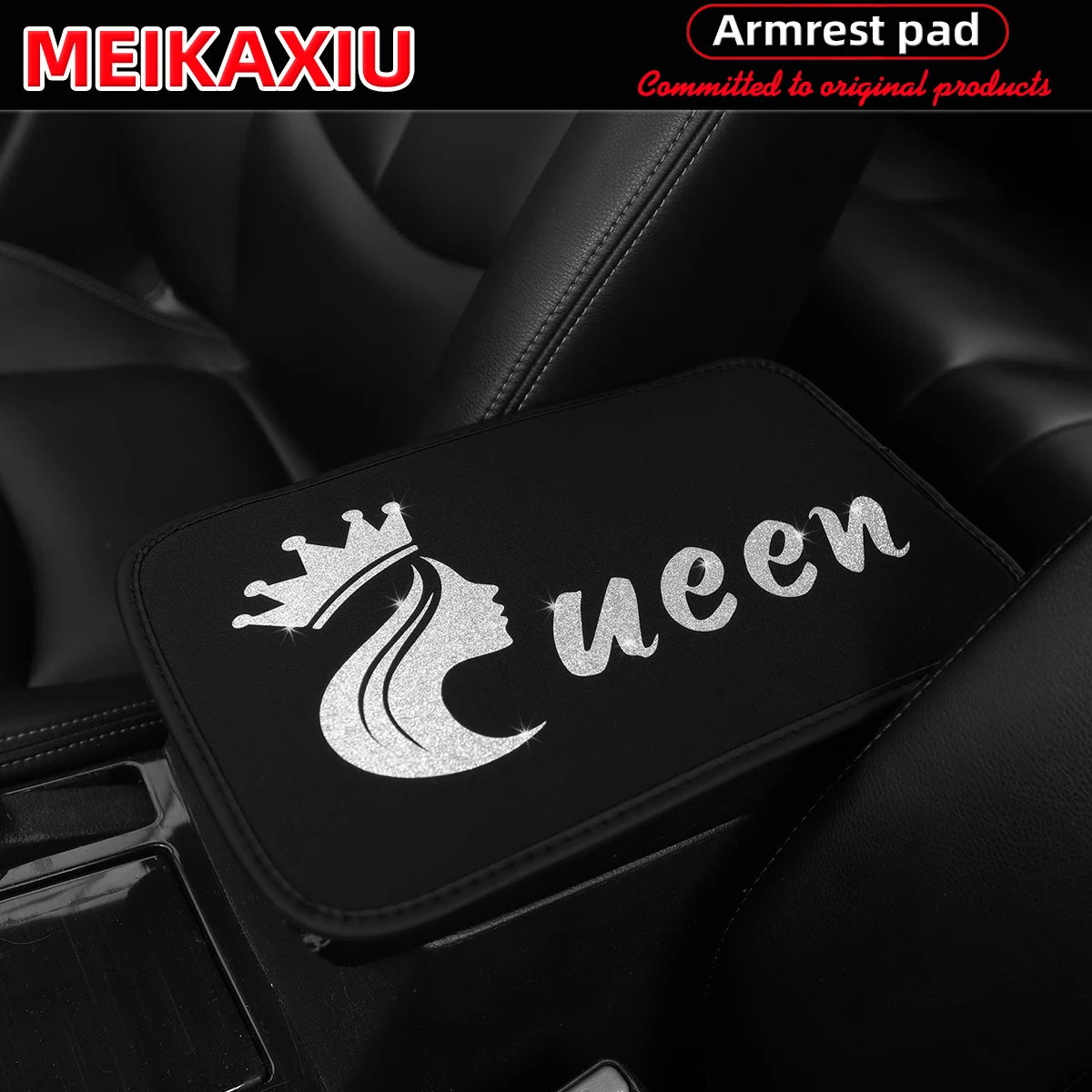 Queen Bling Car Armrest Cushion Rhinestone Center Console Cover for Women