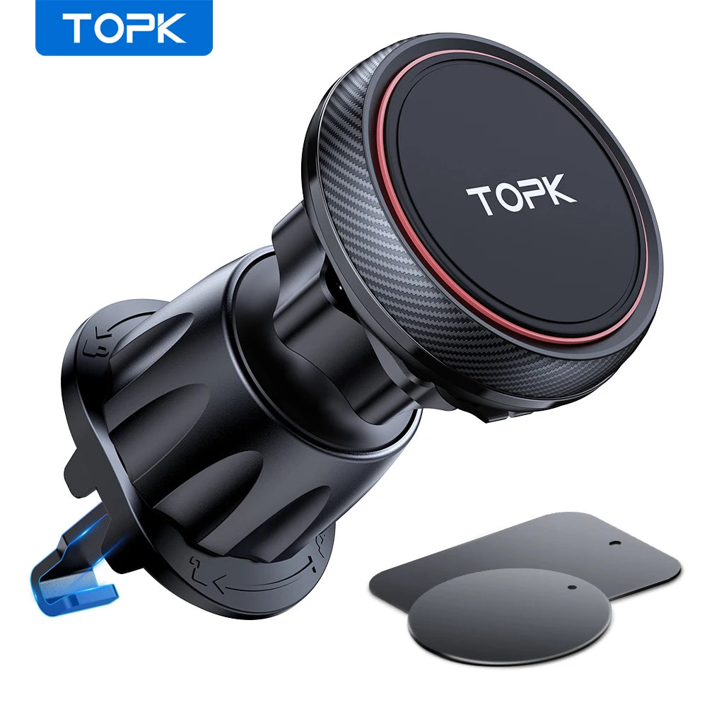 TOPK Magnetic Car Phone Holder Air Vent Mount 6 N52 Magnets Universal iPhone