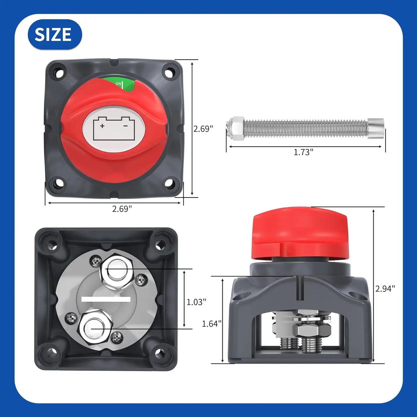 DaierTek Battery Disconnect Switch 12V-48V RV Car Marine Boat ATV UTV