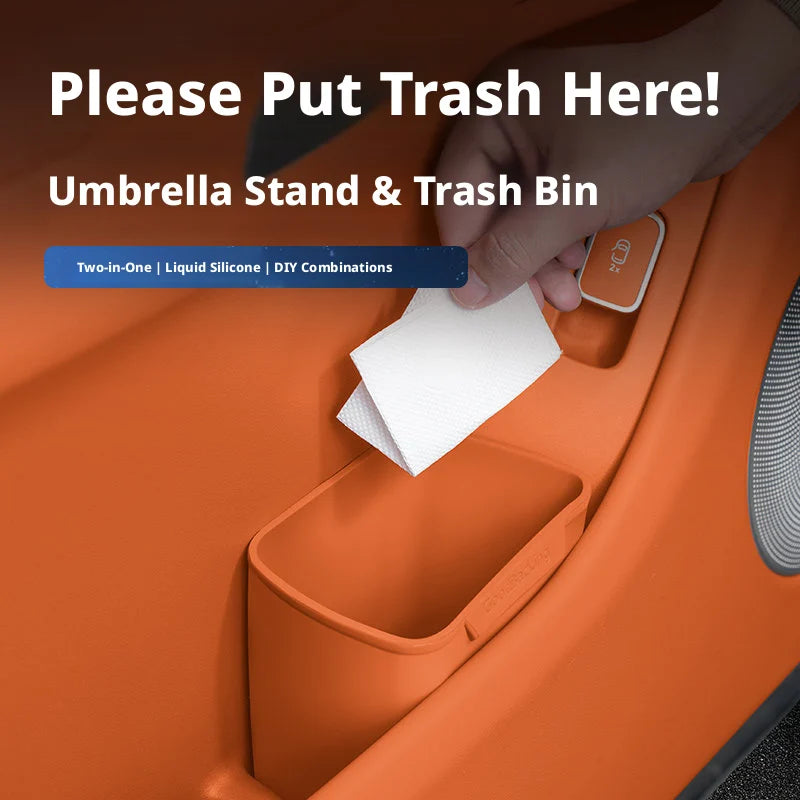 Silicone Car Door Storage Box Trash Can Umbrella Organizer Auto Accessories