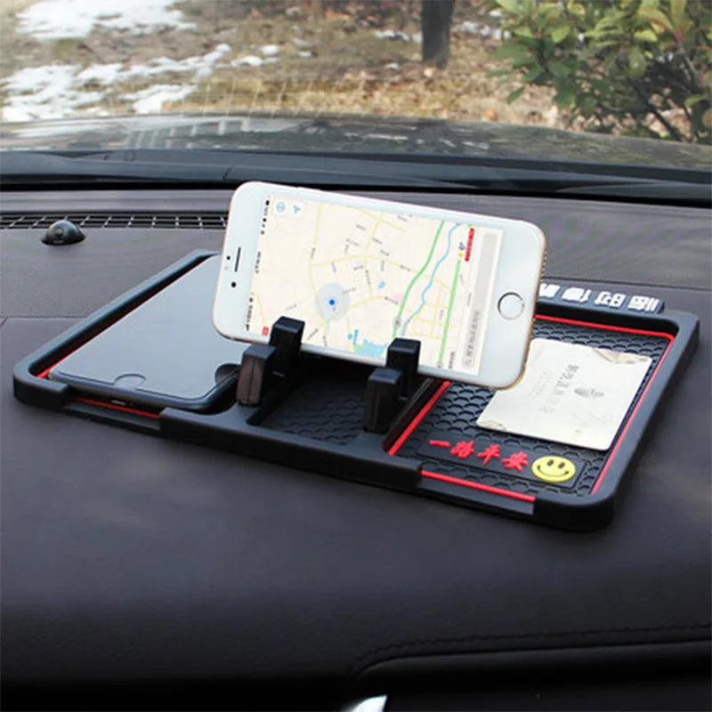 4-in-1 Car Phone Holder Parking Number Card Non-Slip Silicone Dashboard Mat
