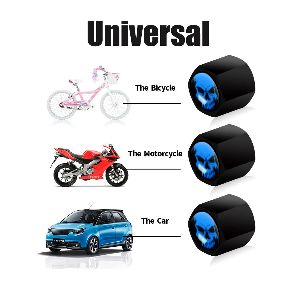Skull Anti-Theft Tire Valve Stem Caps Locking Dustproof Valve Caps for Cars