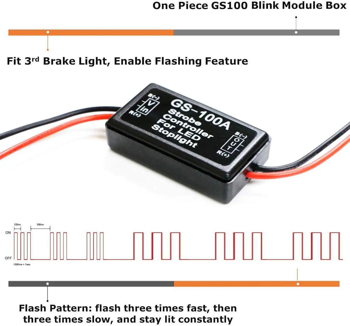 GS-100A LED Brake Light Strobe Flasher Controller 12V 24V CD0102