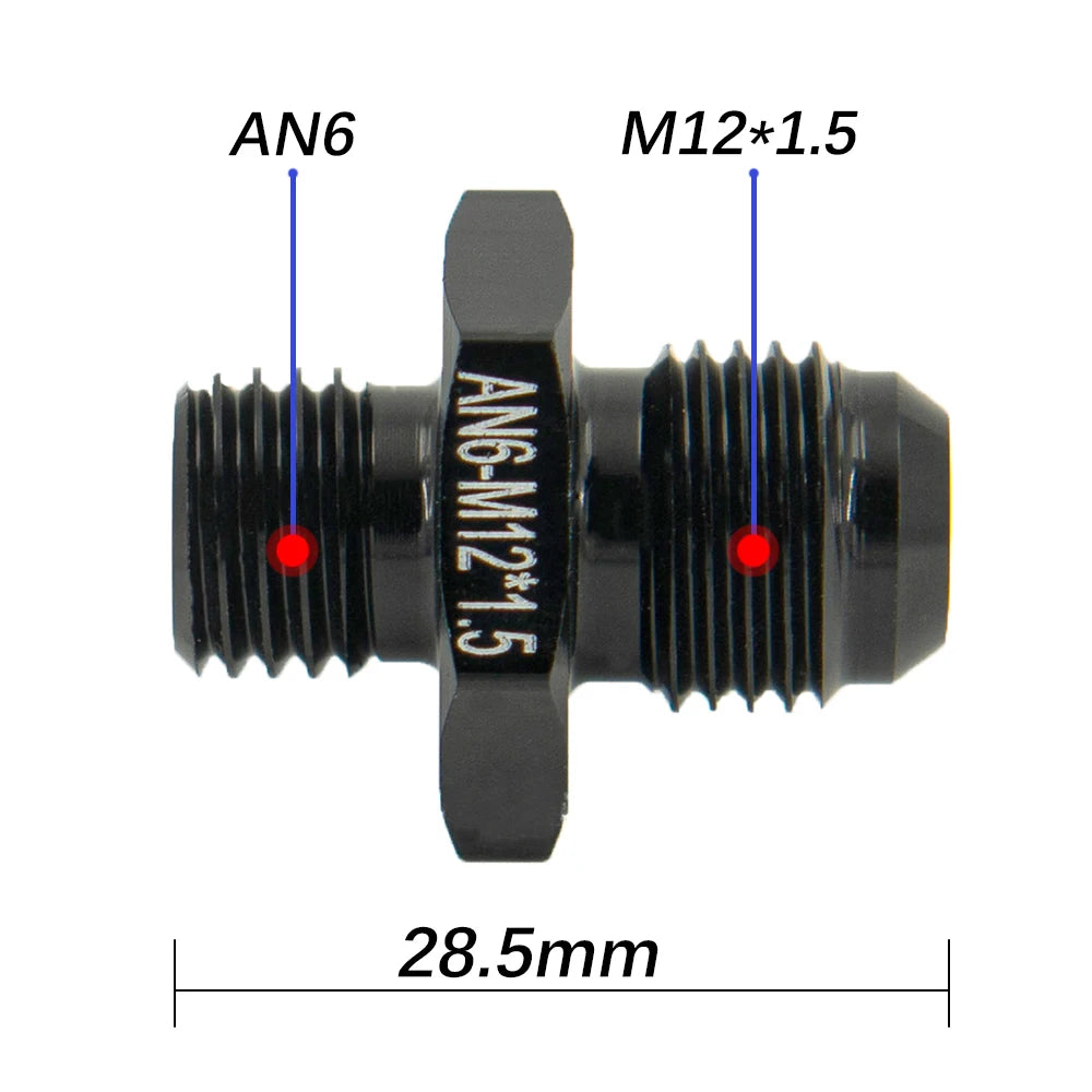 Universal 6AN AN6 to M10 M12x1.25/1.5 AN6 TO m16 M14x1.5 AN6 TO 1/4 3/8 1/2 npt