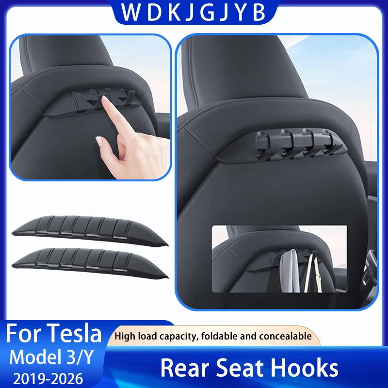 ABS Rear Seat Folding Hidden Hook Organizer for Tesla Model 3 Y 2017-2026