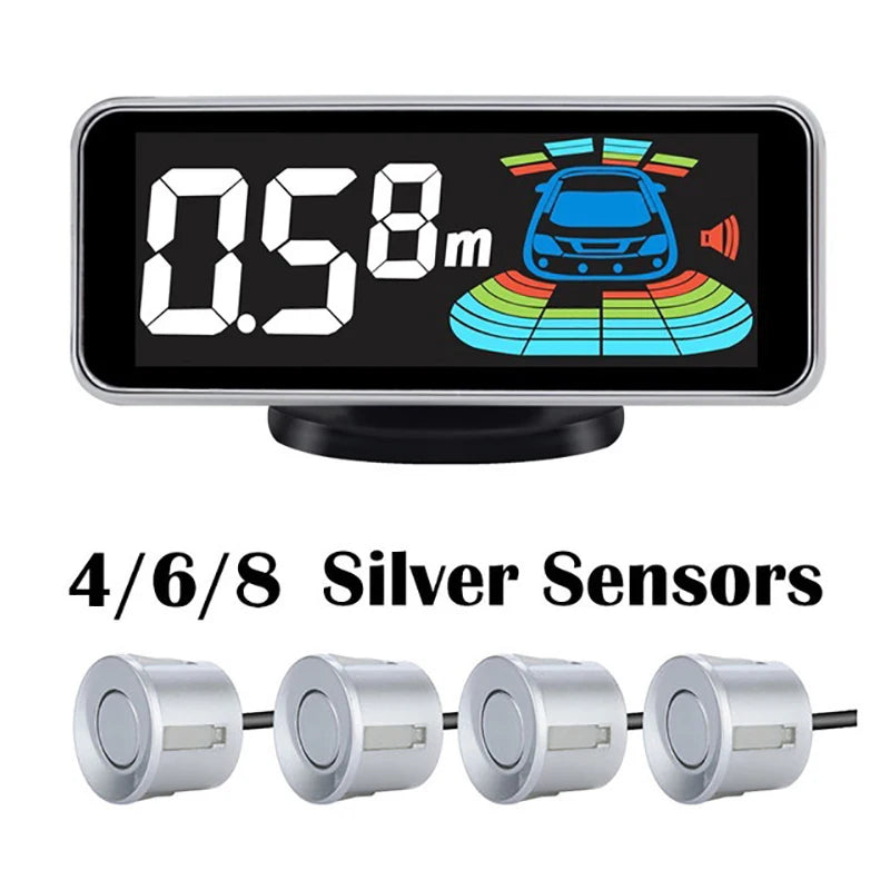 Car Parking Sensor Kit 4/6/8 Radar Sensors LED Display Backup Alarm Parktronic