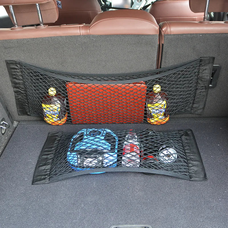 Universal Car Seat Back Organizer Mesh Net Pocket Elastic Trunk Storage Bag