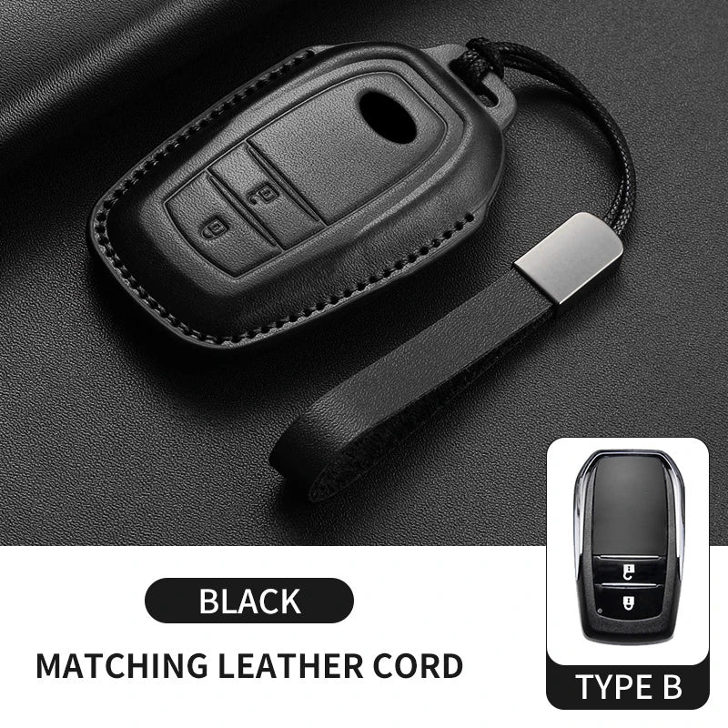 Leather Smart Key Case Cover for Toyota Prius, Camry, Corolla, Avalon, C-HR, RAV4