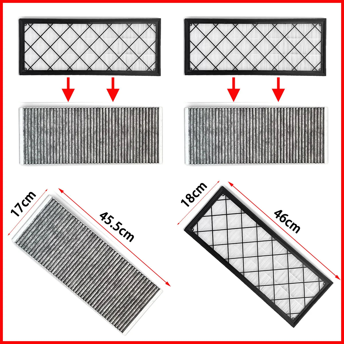 4PCS Activated Carbon Cabin Air Filter Set for Tesla Model Y 2020–2024