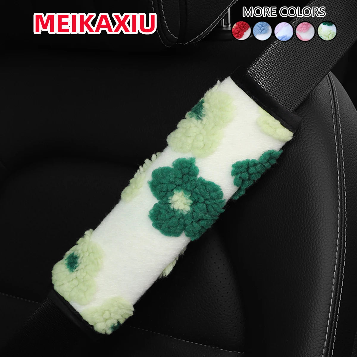 Plush Flower Winter Steering Wheel Cover Soft Warm Anti-Slip 15 Inch Universal