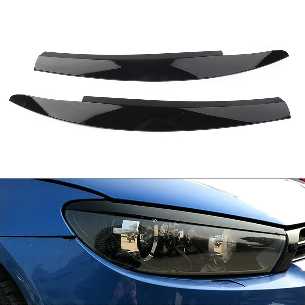 Gloss Black Headlight Eyebrow Eyelid Cover Trim for VW Scirocco 2009–2017
