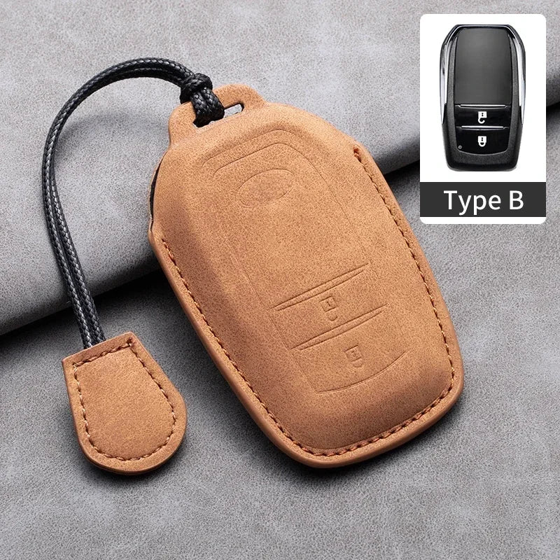 Leather Smart Key Case Cover for Toyota Prius, Camry, Corolla, C-HR, RAV4