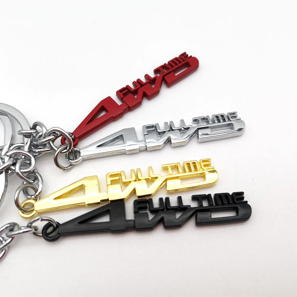 4WD Metal Car Logo Keychain Key Ring for Toyota Honda Jeep Kia Ford Hyundai Mini