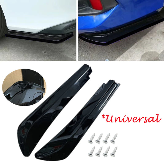 2Pcs Universal Gloss Black Rear Bumper Splitter Canards Side Winglets Protector