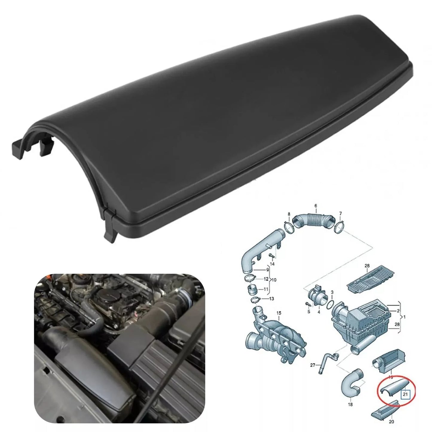 Air Intake Duct Cover 1K0805965J9B9 for Audi A3 TT VW Jetta Golf Caddy