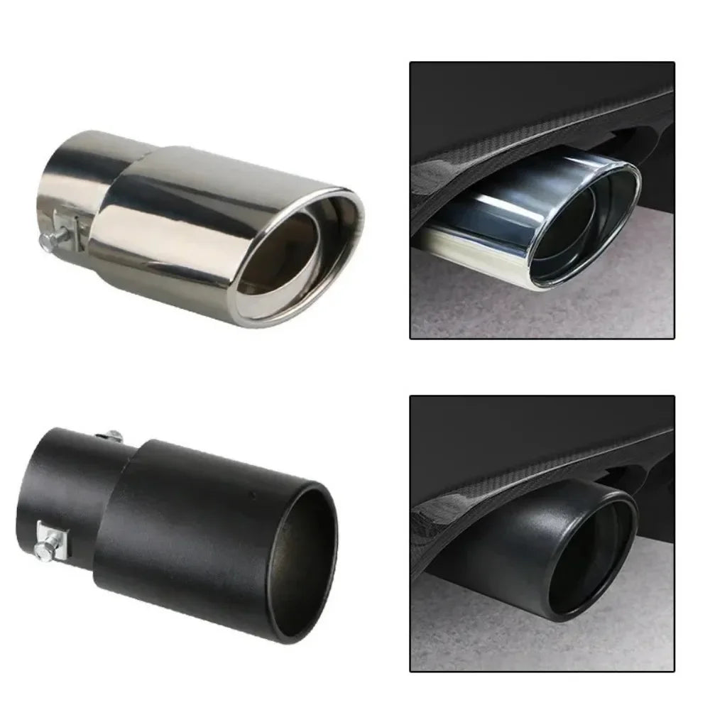 2.5" Stainless 63mm Inlet Steel Chrome Exhaust Muffler Tip Tail Pipe