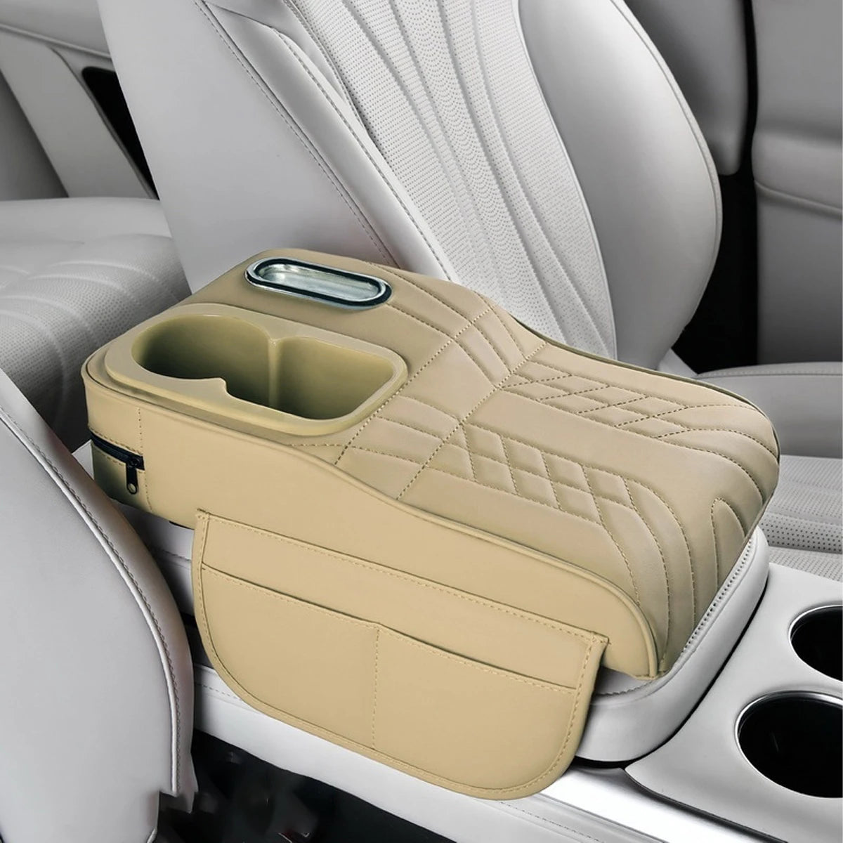 Universal Car Armrest Cushion Center Console Cover Cup Holder Tissue Storage