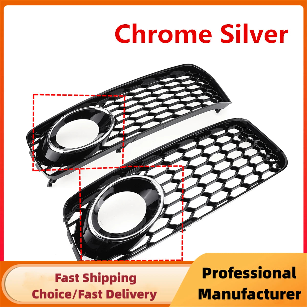 Front Honeycomb Fog Light Racing Grille Cover for Audi A5 S-Line S5 B8 2008–2012