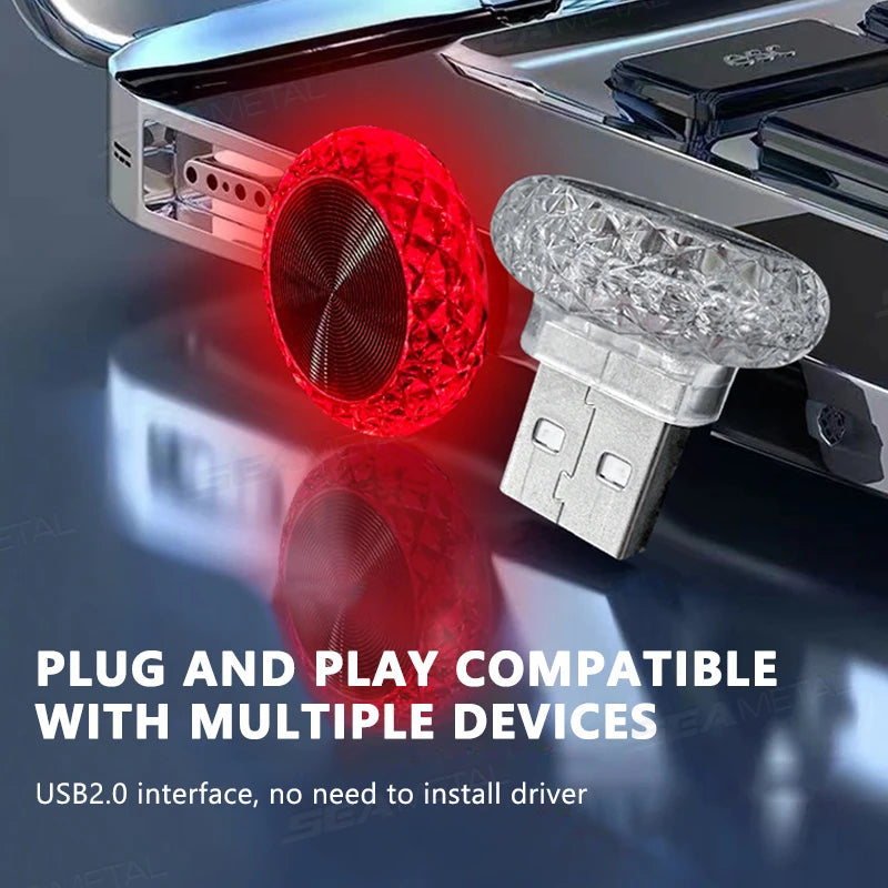 Portable Car USB Ambient Light Mini LED Interior Decorative Atmosphere Lamp