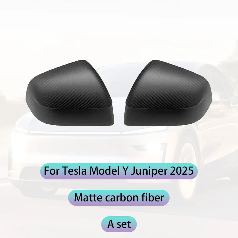 Real Dry Carbon Fiber Mirror Covers Matte Pair for Tesla Model 3 Y Highland