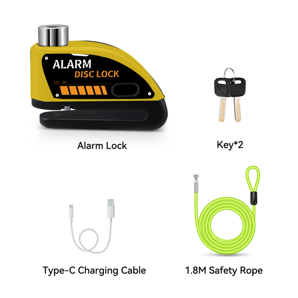 Motorcycle Alarm Disc Brake Lock 120dB Anti Theft Wheel Lock Scooter Bicycle