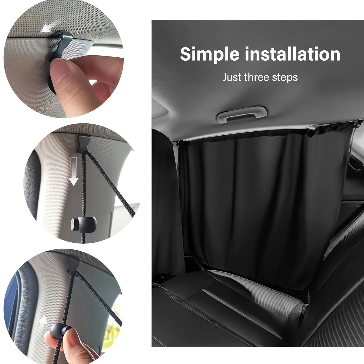 4Pcs Car Privacy Curtains Window Shades Travel Camping Detachable Set