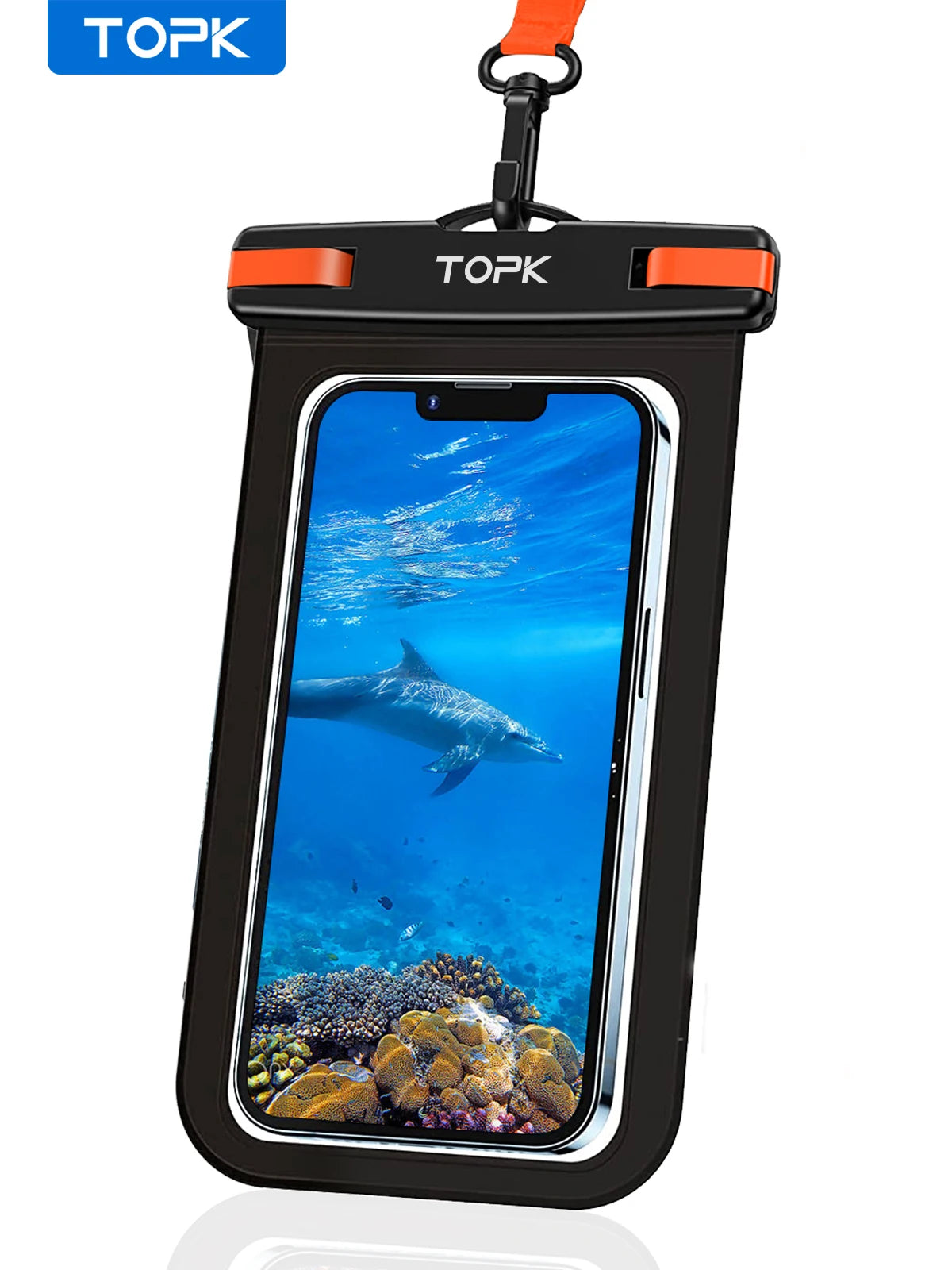 TOPK E01 Waterproof Phone Pouch IPX8 Dry Bag Case Lanyard iPhone Samsung