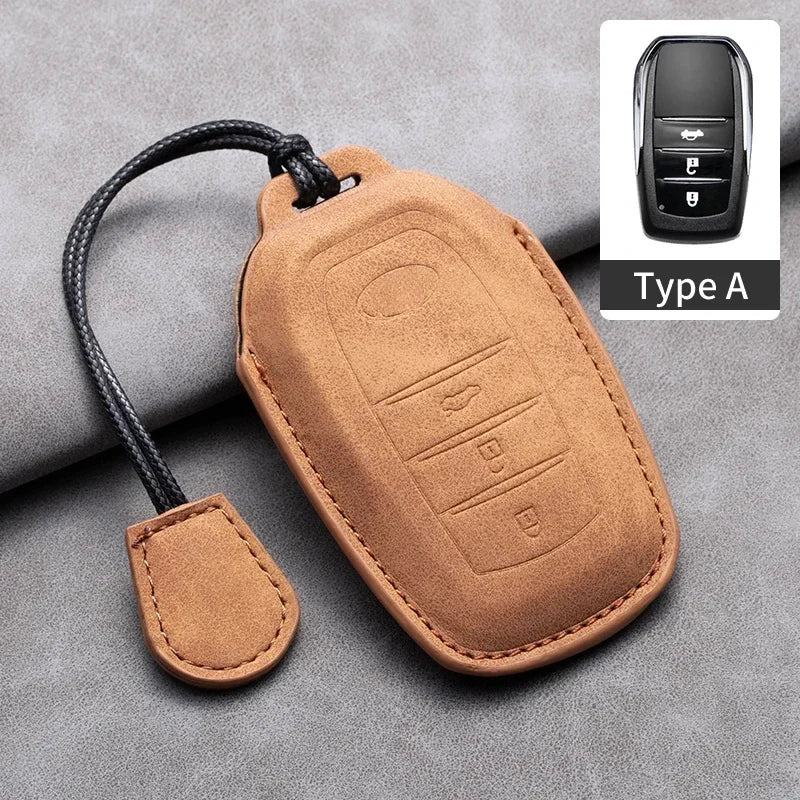 Leather Smart Key Case Cover for Toyota Prius, Camry, Corolla, C-HR, RAV4