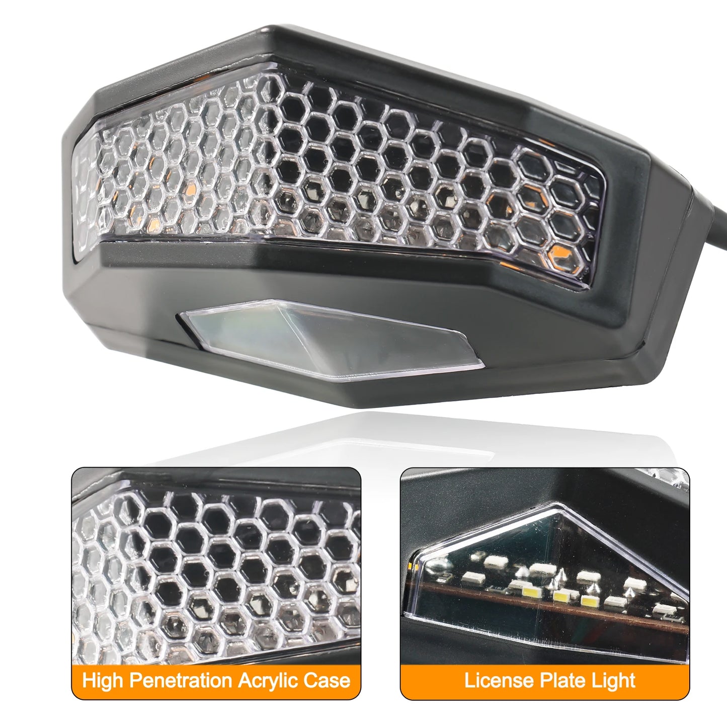 Universal 12V Motorcycle LED Rear Tail Light with Brake Turn Signal & License Plate Light