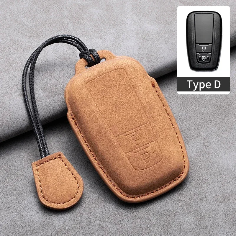Leather Smart Key Case Cover for Toyota Prius, Camry, Corolla, C-HR, RAV4