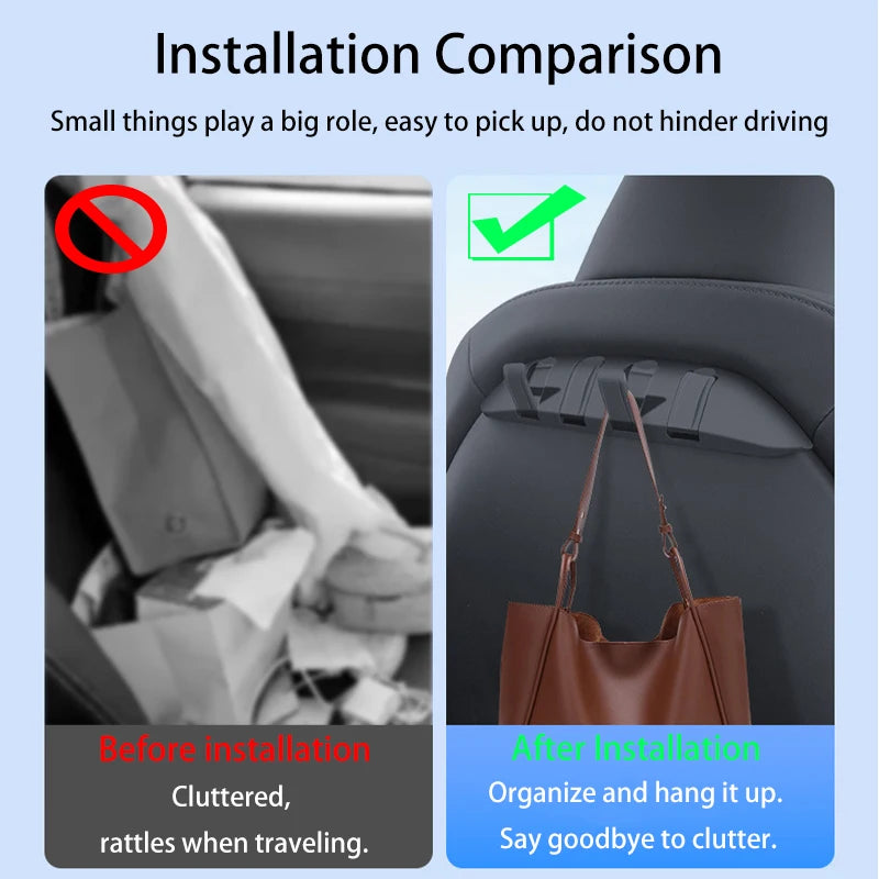 ABS Rear Seat Folding Hidden Hook Organizer for Tesla Model 3 Y 2017-2026