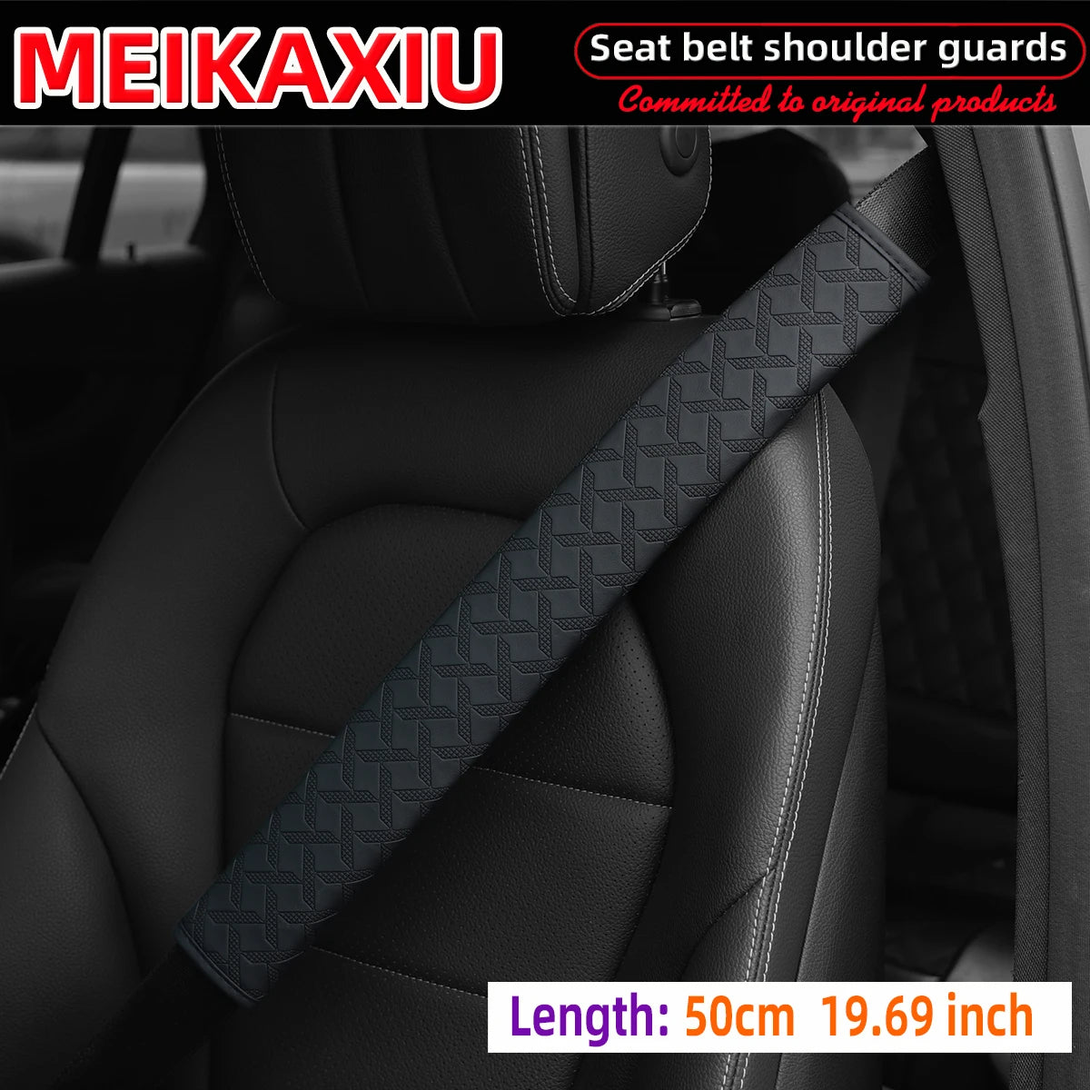 PU Leather XX Pattern Seat Belt Shoulder Pad Cover 50cm Safety Belt Protector